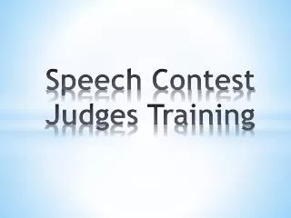 Speech Contest Judges Training