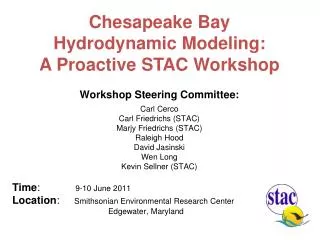 Chesapeake Bay Hydrodynamic Modeling: A Proactive STAC Workshop