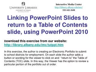 Linking PowerPoint Slides to return to a Table of Contents slide, using PowerPoint 2010
