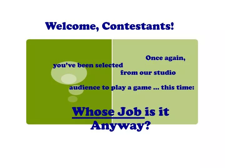 welcome contestants