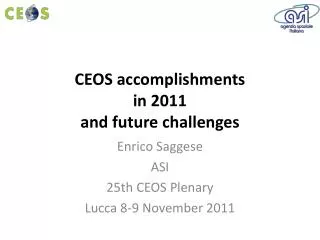 CEOS accomplishments in 2011 and future challenges