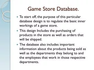 Game Store Database.