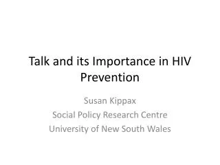 talk and its importance in hiv prevention