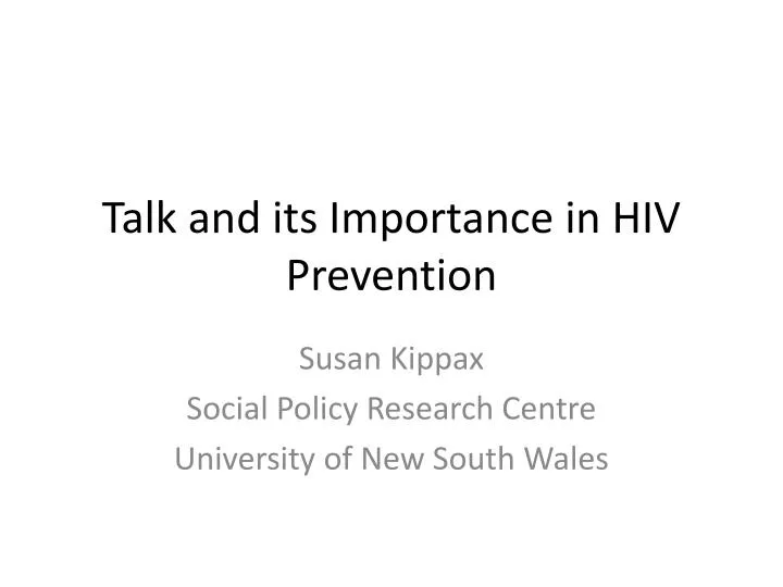 talk and its importance in hiv prevention