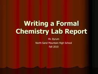 Writing a Formal Chemistry Lab Report