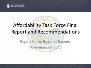 Affordability Task Force Final Report and Recommendations