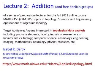 Lecture 2: Addition (and free abelian groups)