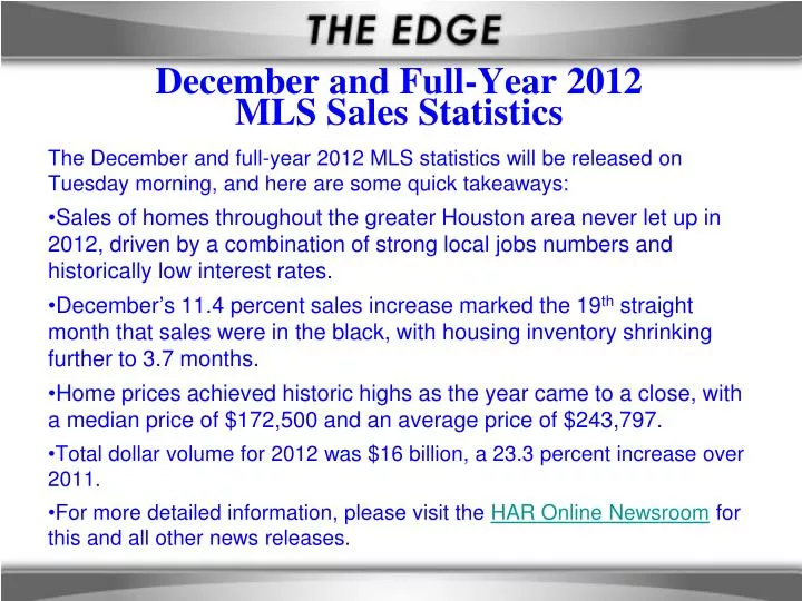 december and full year 2012 mls sales statistics