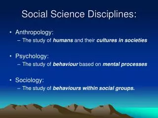 Social Science Disciplines: