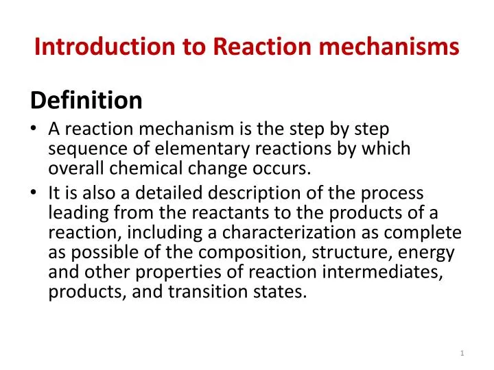 introduction to reaction mechanisms