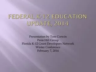 Federal K-12 education update, 2014