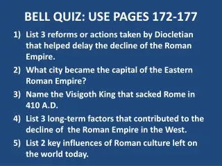 BELL QUIZ: USE PAGES 172-177