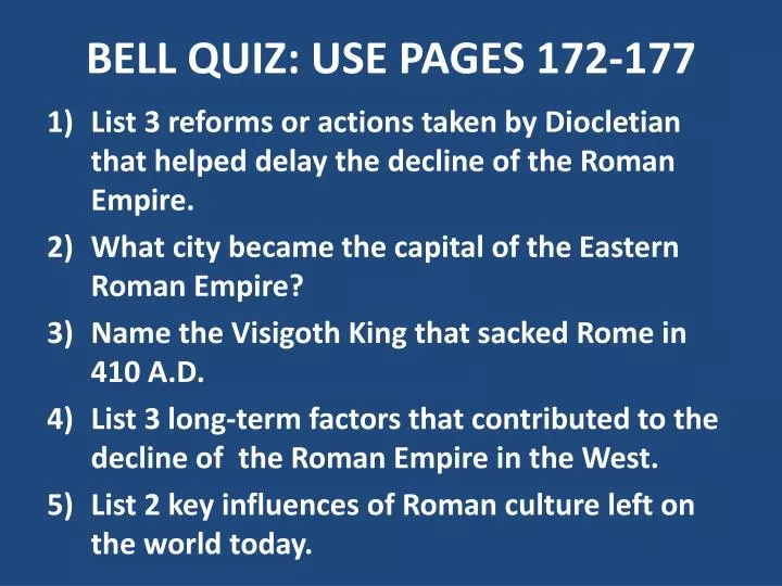 bell quiz use pages 172 177