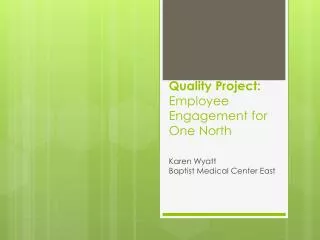 Quality Project: Employee Engagement for One North