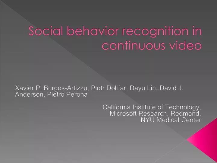 social behavior recognition in continuous video