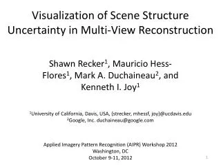 Visualization of Scene Structure Uncertainty in Multi-View Reconstruction