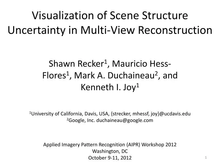 visualization of scene structure uncertainty in multi view reconstruction