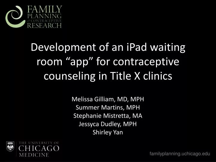development of an ipad waiting room app for contraceptive counseling in title x clinics