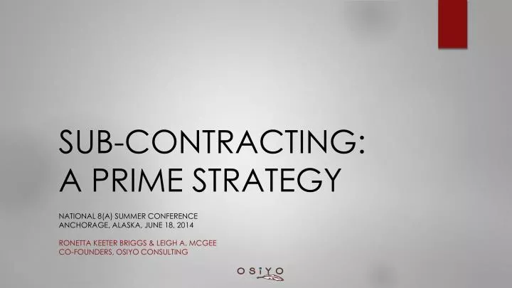 sub contracting a prime strategy