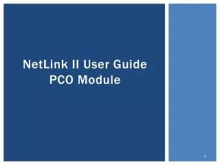 N etLink II User Guide PCO Module