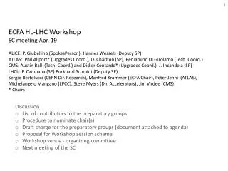 ECFA HL-LHC Workshop SC meeting Apr. 19
