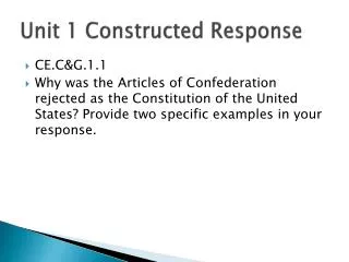 Unit 1 Constructed Response