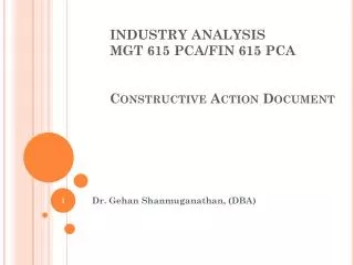 INDUSTRY ANALYSIS MGT 615 PCA/FIN 615 PCA Constructive Action Document