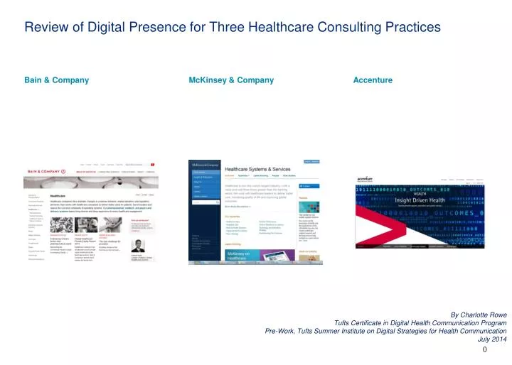review of digital presence for three healthcare consulting practices