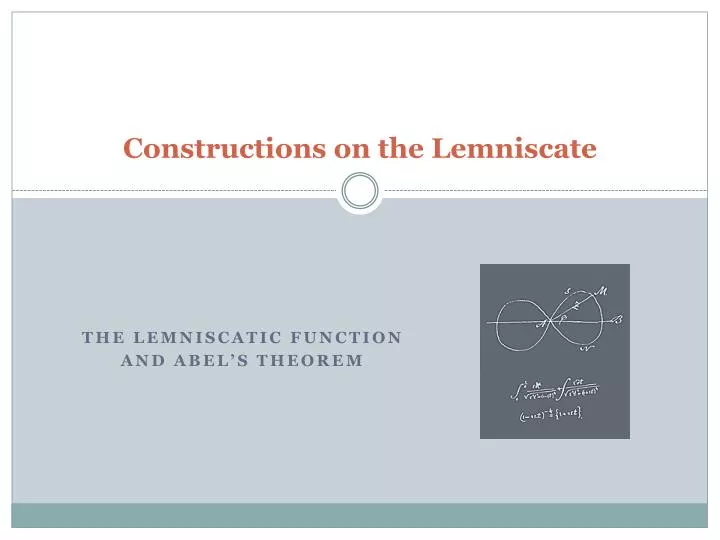 constructions on the lemniscate