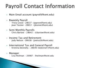 Payroll Contact Information