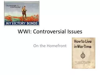 WWI: Controversial Issues