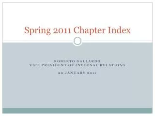 Spring 2011 Chapter Index