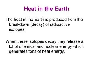 Heat in the Earth