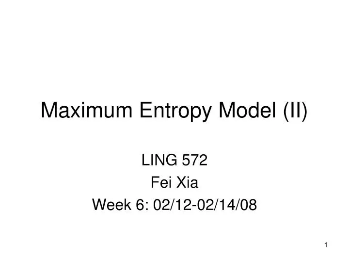maximum entropy model ii