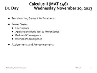 Calculus II (MAT 146) Dr. Day		 Wednes day November 20, 2013