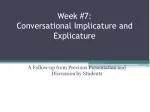 Week #7: Conversational Implicature and Explicature - slide 1
