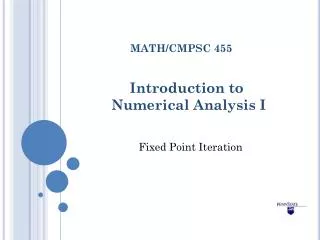 Introduction to Numerical Analysis I