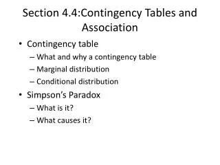 Section 4.4: Contingency Tables and Association