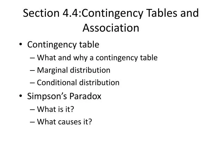 section 4 4 contingency tables and association