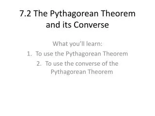 7.2 The Pythagorean Theorem and its Converse