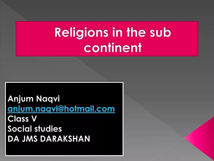 religions in the sub continent