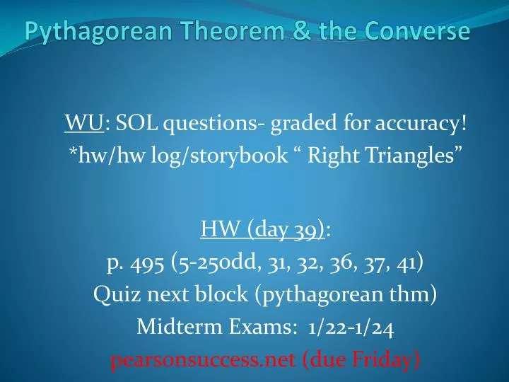 pythagorean theorem the converse