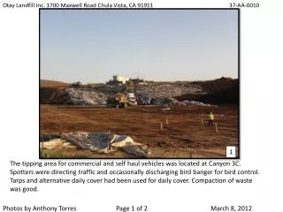 Otay Landfill Inc. 1700 Maxwell Road Chula Vista, CA 91911 			37-AA-0010