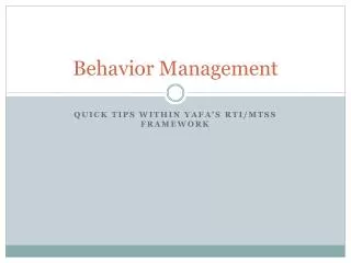 Behavior Management