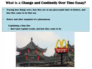 What is a Change and Continuity Over Time Essay?