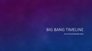 Big bang timeline