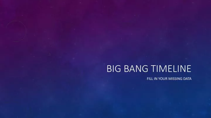 big bang timeline