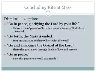 Concluding Rite at Mass