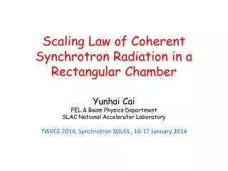 Scaling Law of Coherent Synchrotron Radiation in a Rectangular C hamber