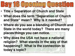 Title = Separation of Church and State